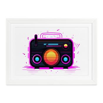 Retro Radio Retrowave - Gerahmtes Poster (37 × 27 cm) - Weiß - Vorne
