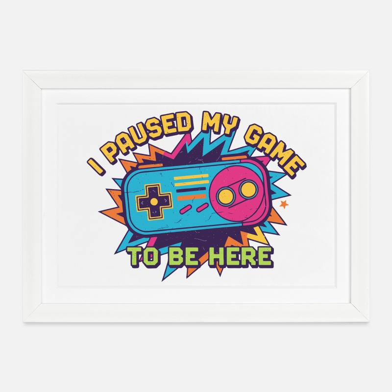 Retro Controller Meme Tee - Framed poster (37 × 27 cm) - white