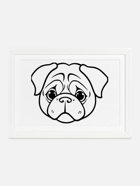 Mops Hunde T-shirt Geschenkidee - Gerahmtes Poster (37 × 27 cm) - Weiß