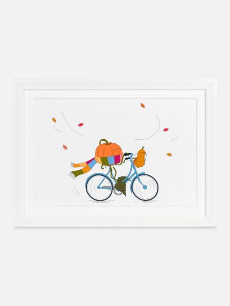 Tour de Kürbis - Gerahmtes Poster (37 × 27 cm) - Weiß