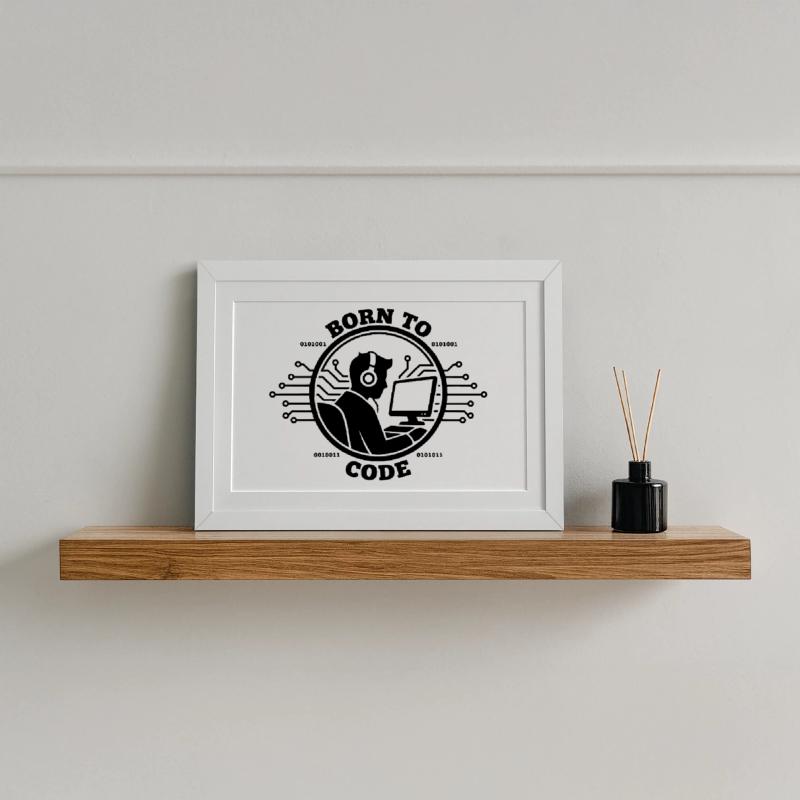 Coder Born to Code Programmer Framed poster (37 × 27 cm)