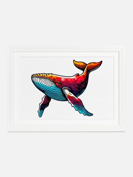 Wal - Gerahmtes Poster (37 × 27 cm) - Weiß
