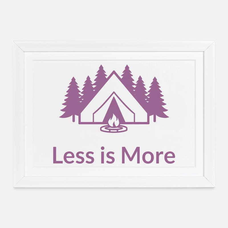 Less Is More – Minimalist Camping Forest - Framed poster (37 × 27 cm) - white