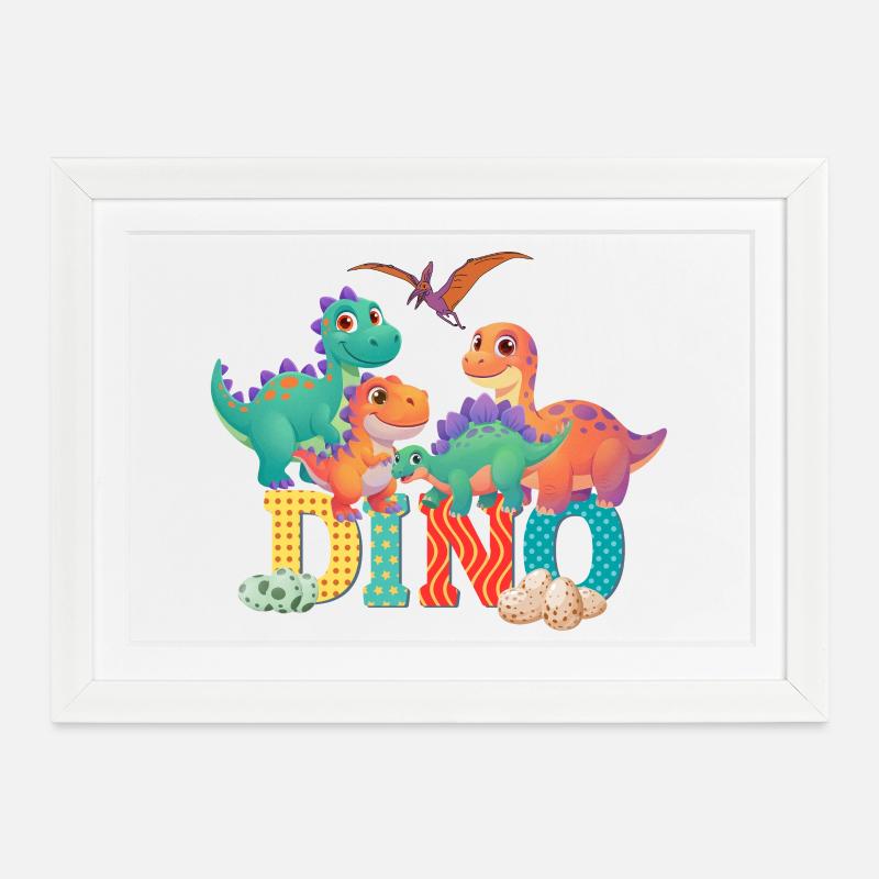 DINO - Framed poster (37 × 27 cm) - white