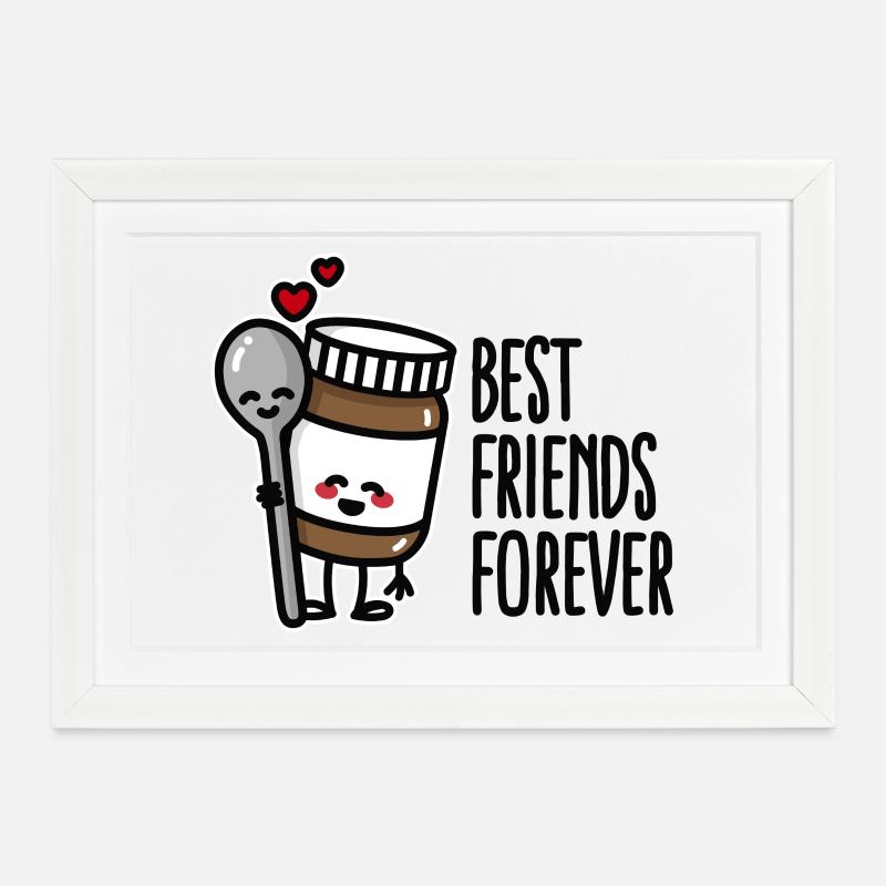 Best friends forever chocolate spread / spoon BFF - Affiche encadrée (37 × 27 cm) - blanc