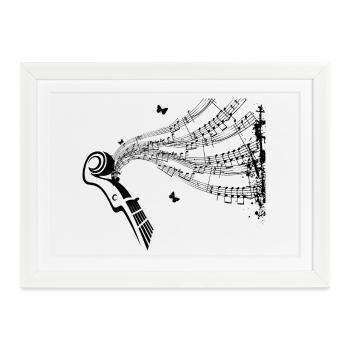 Musiknoten Musik Musiker Notenschlüssel Noten - Gerahmtes Poster (37 × 27 cm) - Weiß - Vorne