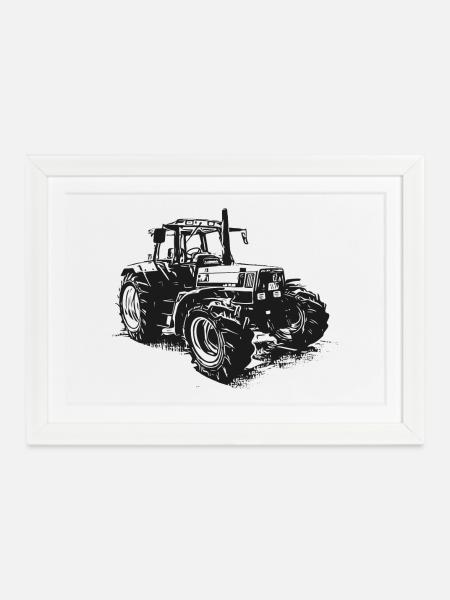 Alter Deutz Traktor - Gerahmtes Poster (37 × 27 cm) - Weiß