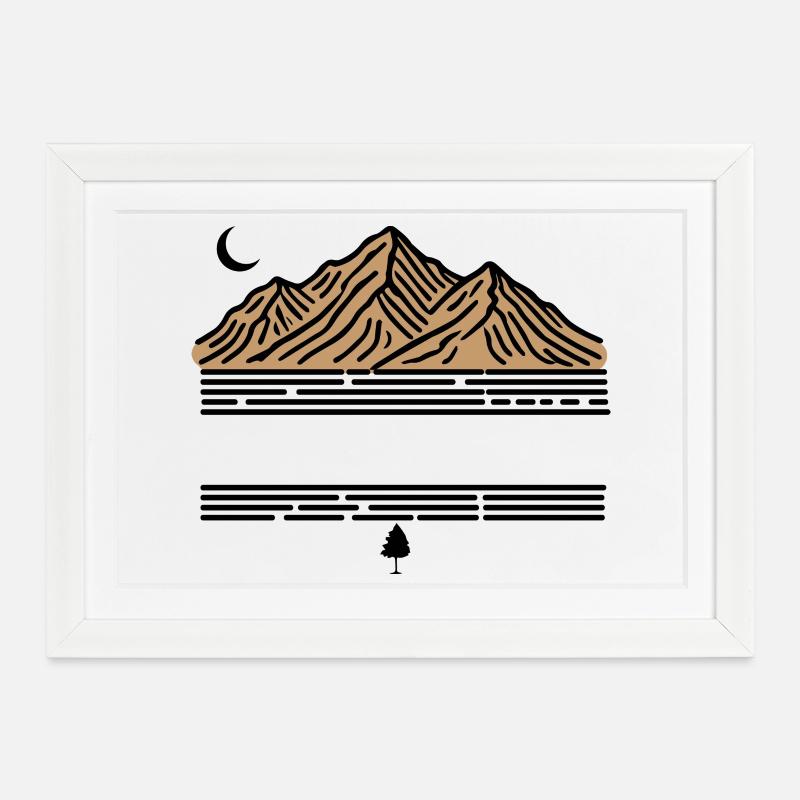 MOUNTAIN COLOR WITH MOON - Framed poster (37 × 27 cm) - white