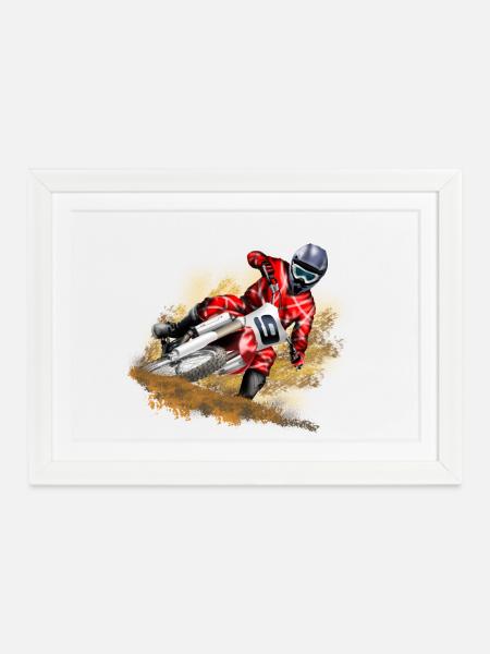 Motocross - Gerahmtes Poster (37 × 27 cm) - Weiß