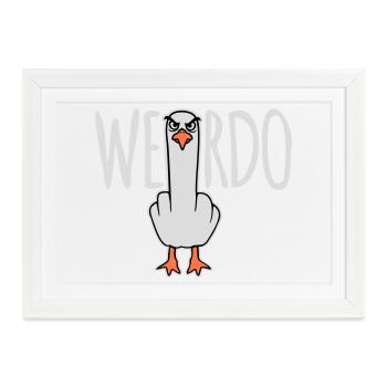 Weirdo Komischer Lustiger Mittelfinger Möwe Vogel - Gerahmtes Poster (37 × 27 cm) - Weiß - Vorne