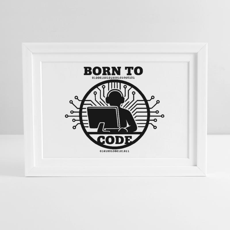 Codeur né pour coder Programmeur Affiche encadrée (37 × 27 cm)