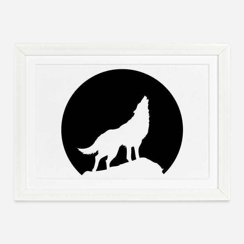 Wolf - Framed poster (37 × 27 cm) - white
