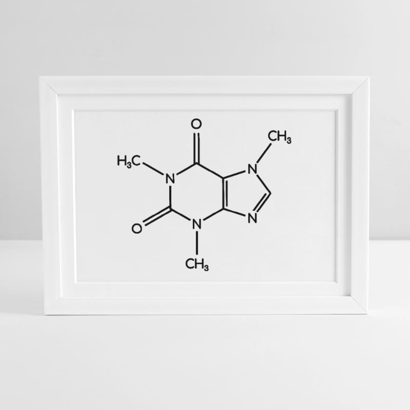 Caffeine Molecule - Structural Formula Framed poster (37 × 27 cm)