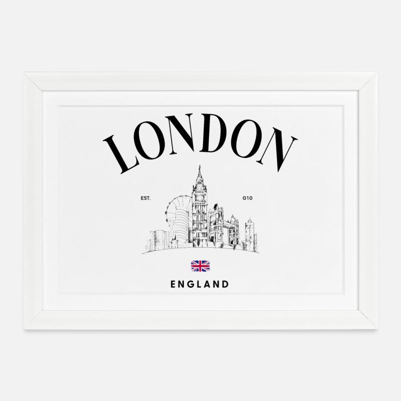 Emblème minimal de l’Union Jack - Affiche encadrée (37 × 27 cm) - blanc