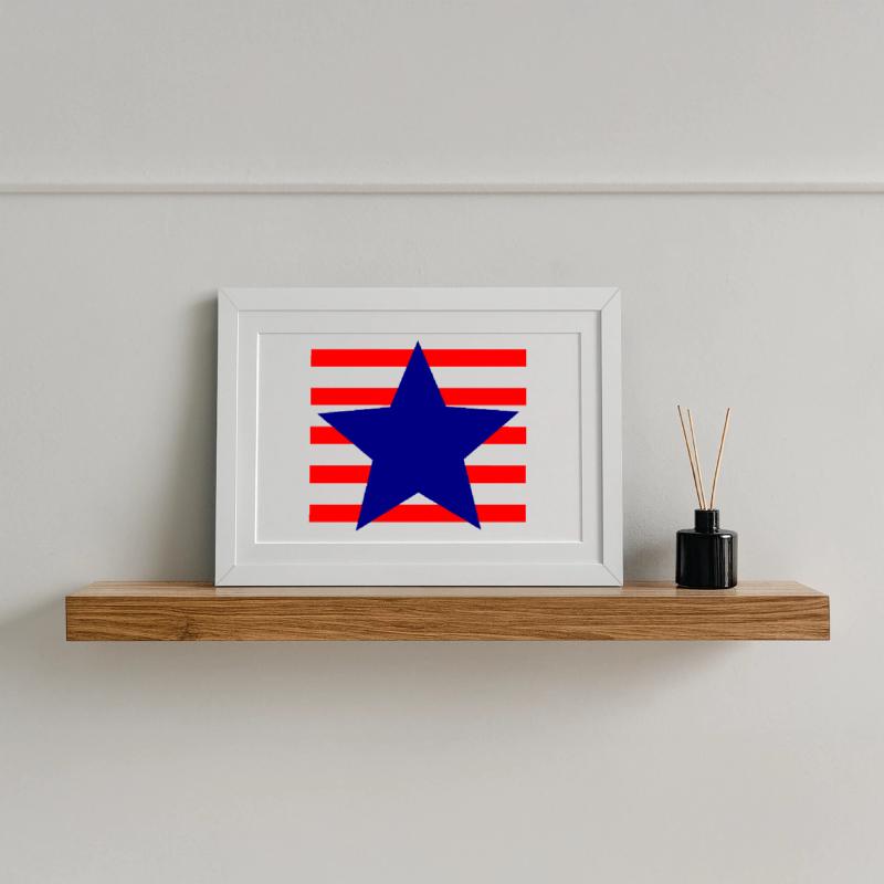 Stella patriottica con strisce rosse e nere Poster incorniciato (37×27 cm)