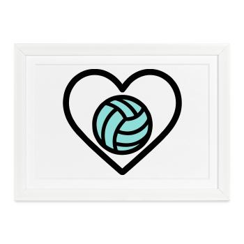 Herz-Volleyball – Team-Sport-Liebhaber - Gerahmtes Poster (37 × 27 cm) - Weiß - Vorne