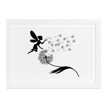 Schmetterlingdesign Pusteblumen Wiese Herzen Feen - Gerahmtes Poster (37 × 27 cm) - Weiß - Vorne