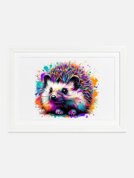Igel - Gerahmtes Poster (37 × 27 cm) - Weiß
