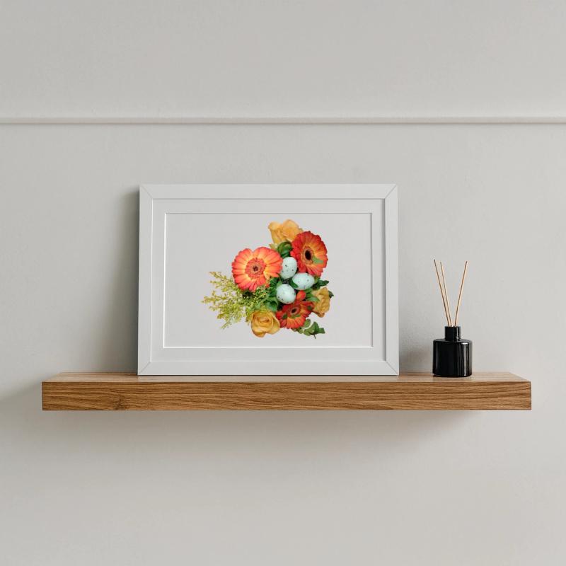 Bouquet with Easter Eggs Pattern Framed poster (37 × 27 cm)