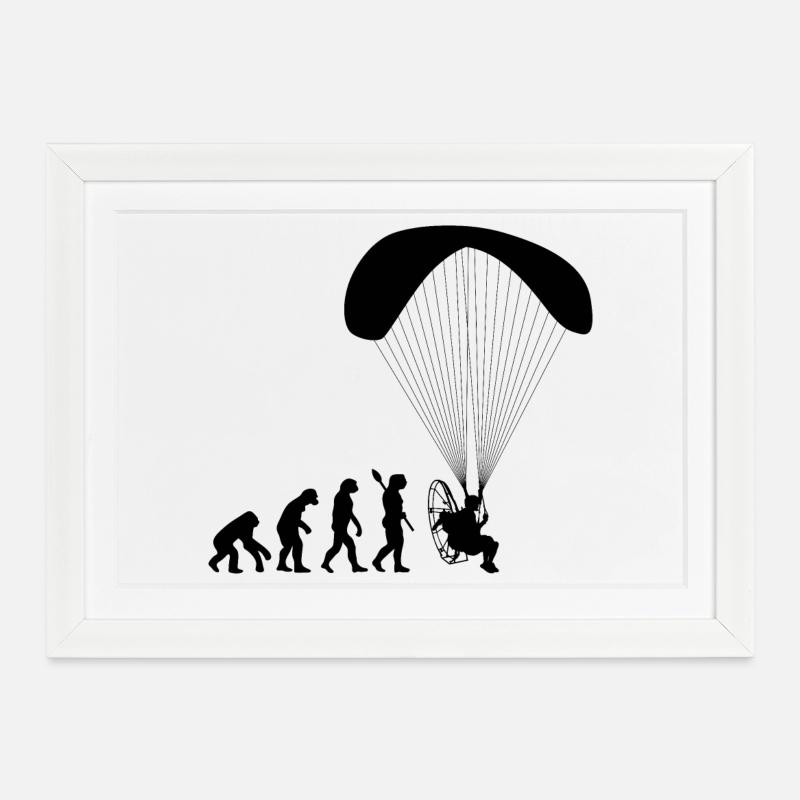 Paramotoring Human Evolution Funny - Framed poster (37 × 27 cm) - white