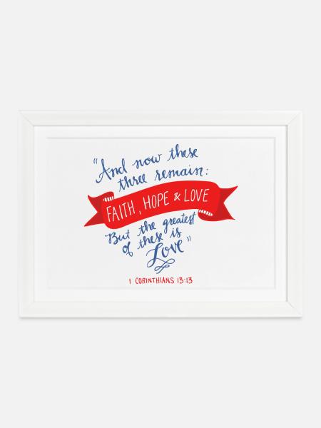 Glaube, Hoffnung und Liebe 2 - Gerahmtes Poster (37 × 27 cm) - Weiß