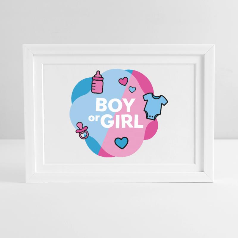 Geschlecht enthüllen Junge oder Mädchen Gerahmtes Poster (37 × 27 cm)