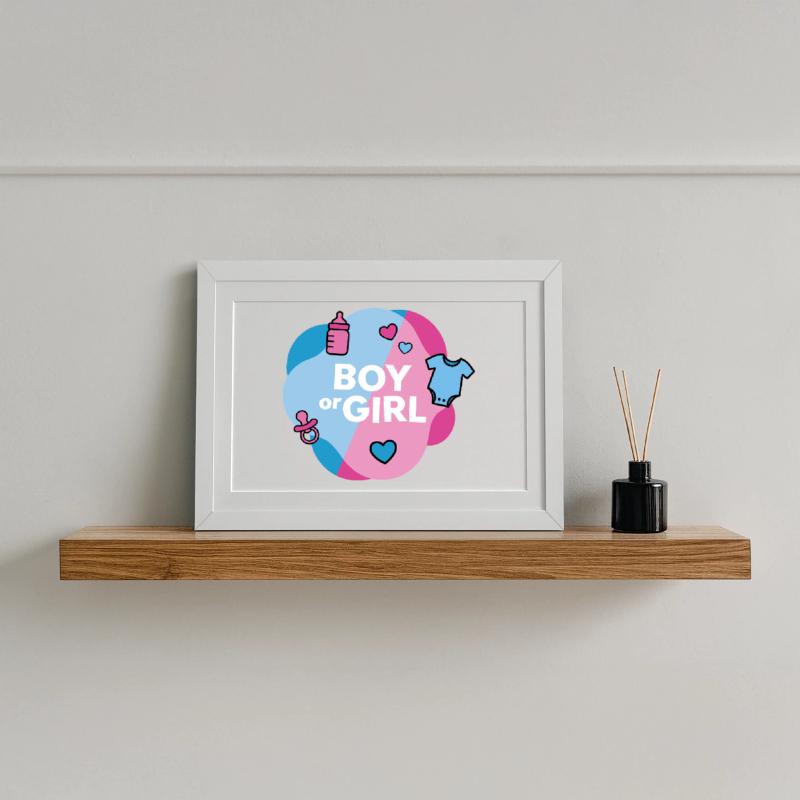 Geschlecht enthüllen Junge oder Mädchen Gerahmtes Poster (37 × 27 cm)
