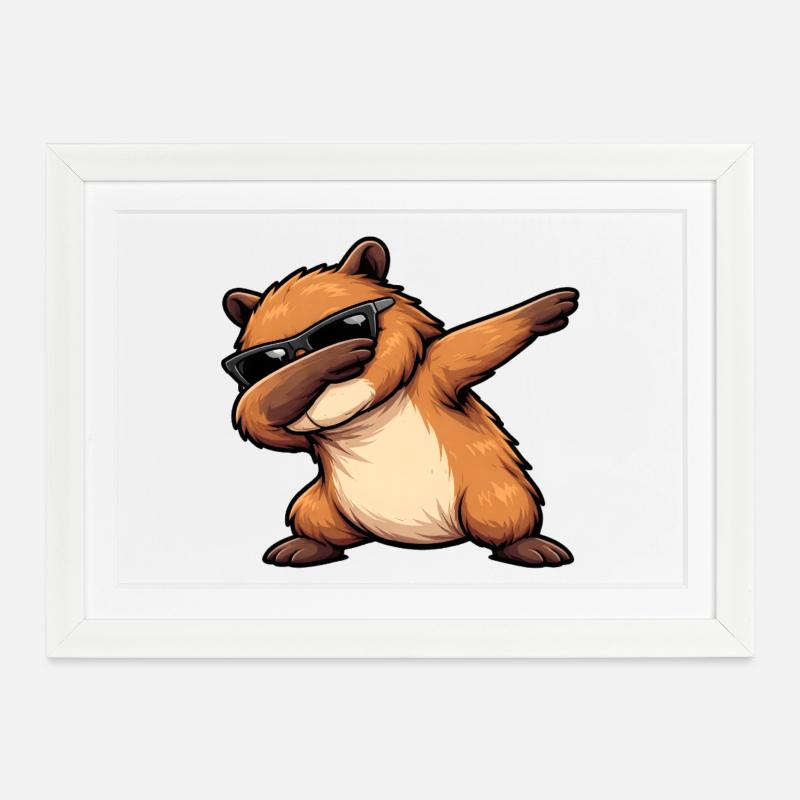 Dabbing Capybara - Framed poster (37 × 27 cm) - white