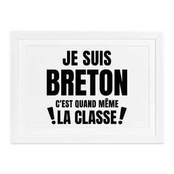 Bretagne, Bretagne humour, bonnet rouge - Affiche encadrée (37 × 27 cm) - blanc - Devant