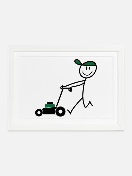 Rasenmäher - Gerahmtes Poster (37 × 27 cm) - Weiß