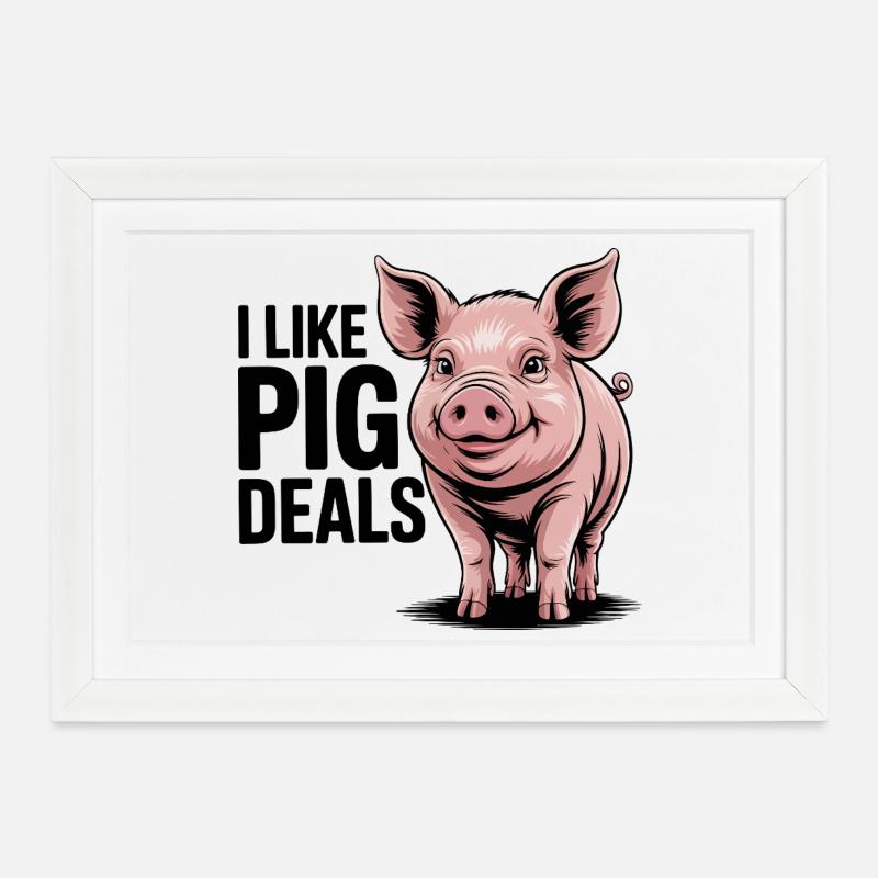 Cheerful Pig Illustration for Apparel - Framed poster (37 × 27 cm) - white