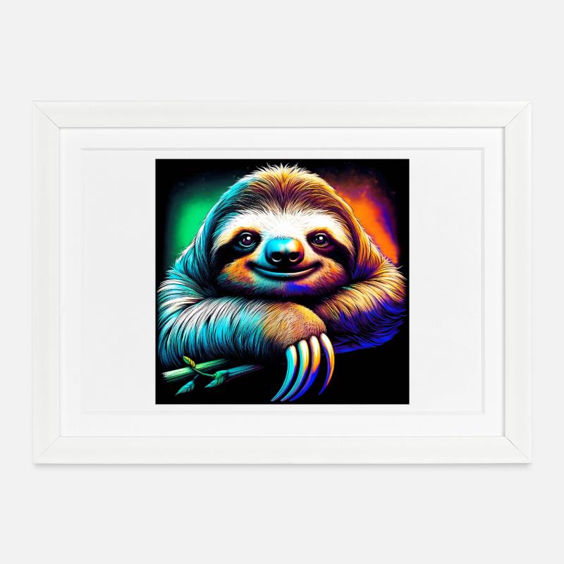 Faultier - Gerahmtes Poster (37 × 27 cm) - Weiß