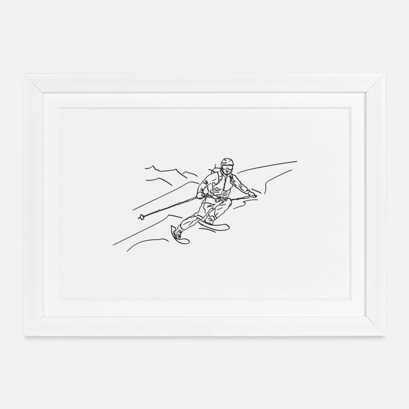 Downhill schwarz outline - Gerahmtes Poster (37 × 27 cm) - Weiß