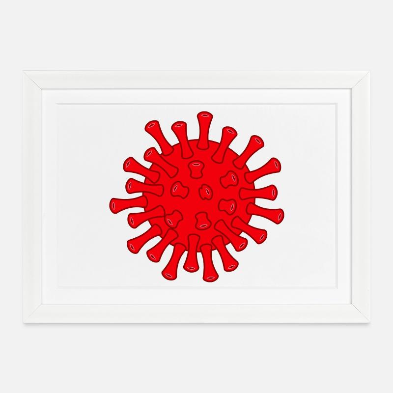 Illustration des roten Covid-Moleküls - Gerahmtes Poster (37 × 27 cm) - Weiß