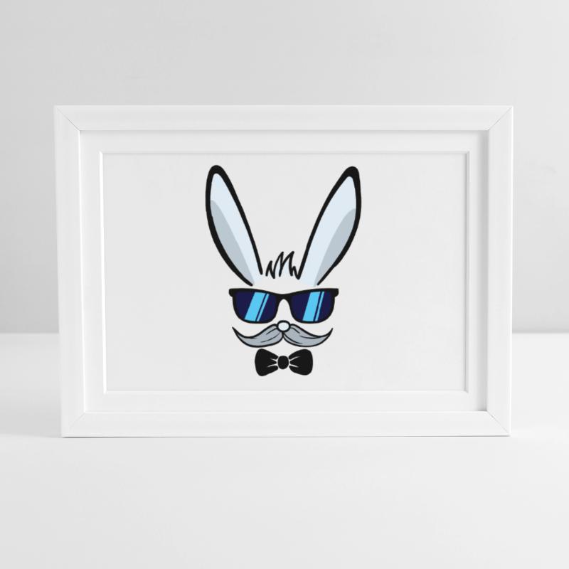 He | Easter Face Easter Bunnies Happy Easter Framed poster (37 × 27 cm)