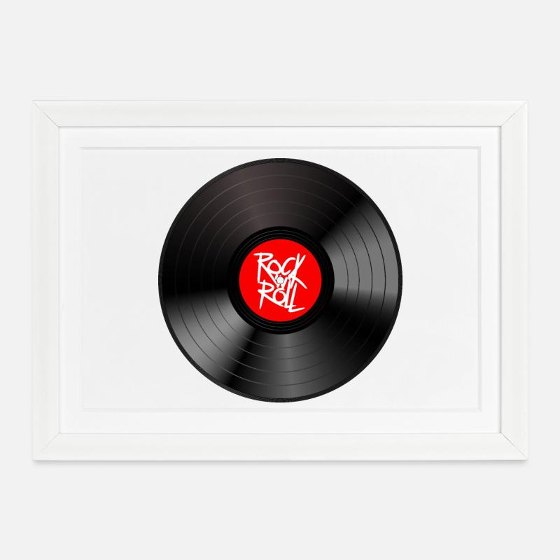 Rock 'n' Roll Vinyl: Ein Statement T-Shirt - Gerahmtes Poster (37 × 27 cm) - Weiß
