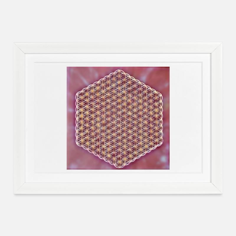 Madeleine - Fleur de Vie - 8ème Dimension - Affiche encadrée (37 × 27 cm) - blanc