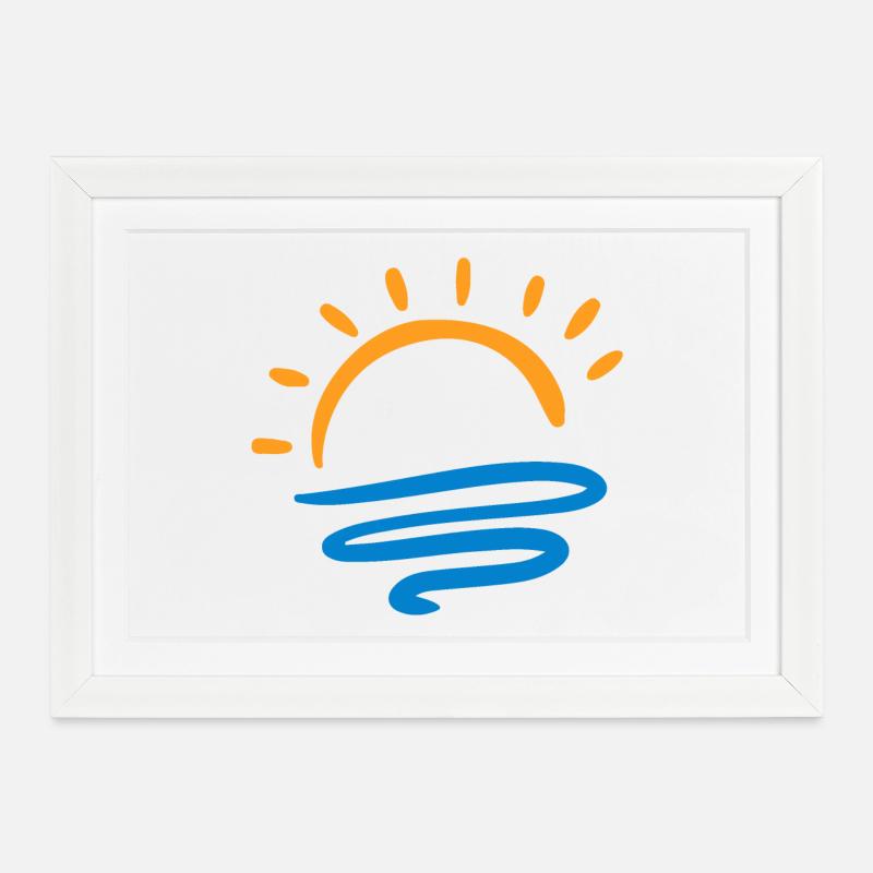Sonne & Meer - Gerahmtes Poster (37 × 27 cm) - Weiß