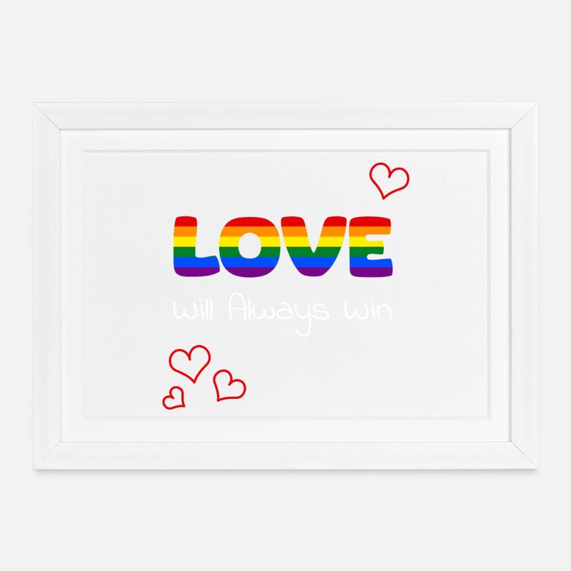 Love Wins Pride Rainbow - Framed poster (37 × 27 cm) - white