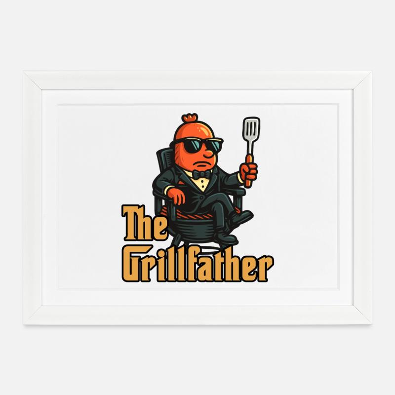 Der Grillvater - Gerahmtes Poster (37 × 27 cm) - Weiß