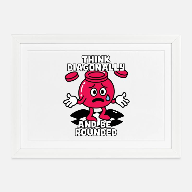 Denken Sie diagonal, seien Sie ein Prüfer - Gerahmtes Poster (37 × 27 cm) - Weiß