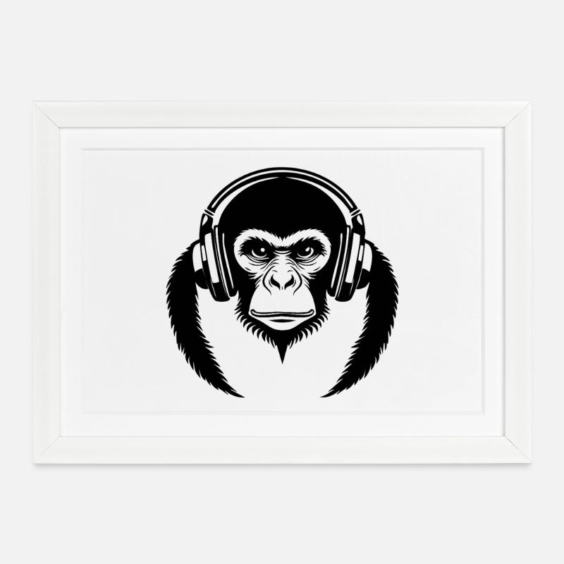 Motion Monkey Head Dynamic Line Edition Chemise - Affiche encadrée (37 × 27 cm) - blanc