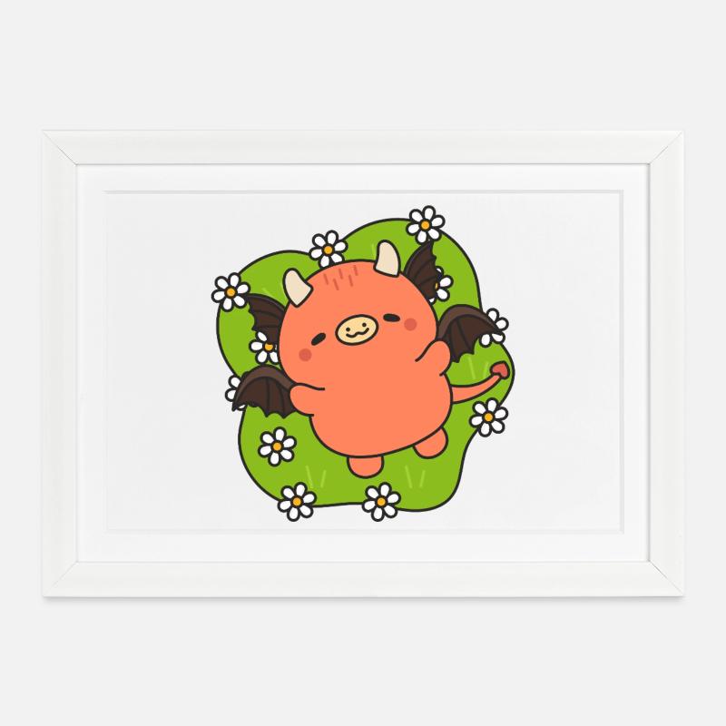 Demonette des Fleurs Paisible - Affiche encadrée (37 × 27 cm) - blanc