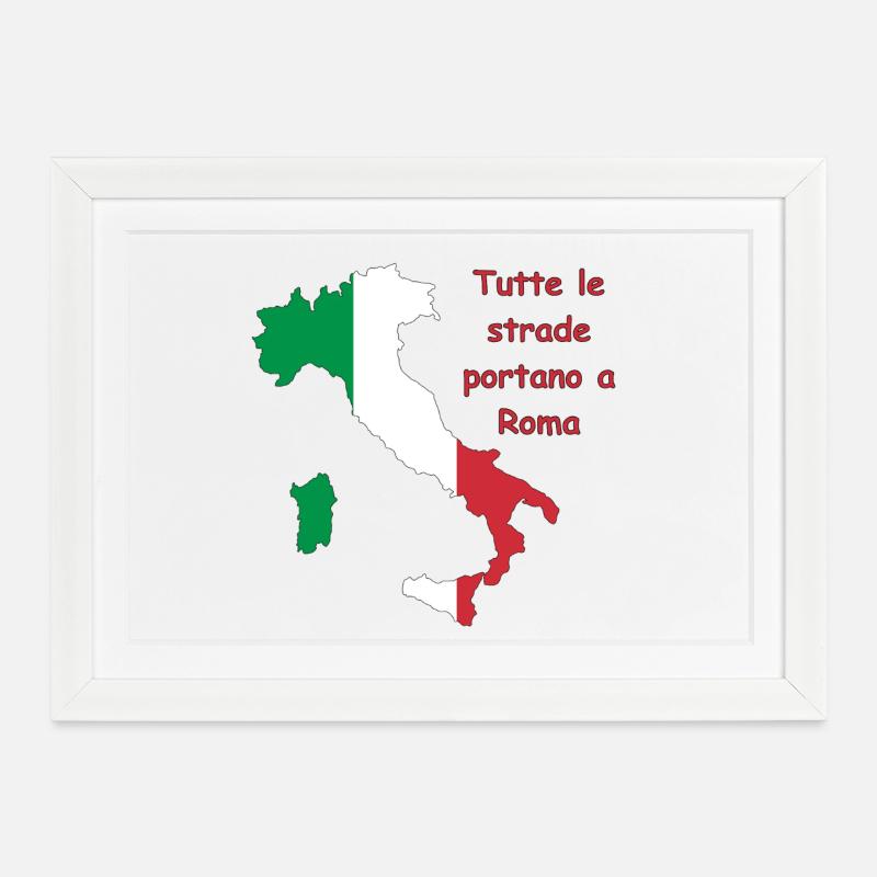 Drapeau italien avec slogan - Affiche encadrée (37 × 27 cm) - blanc