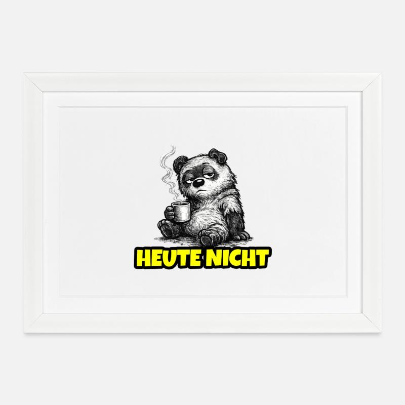 Heute nicht – Grumpy Bär mit Kaffee (Sketch) - Affiche encadrée (37 × 27 cm) - blanc