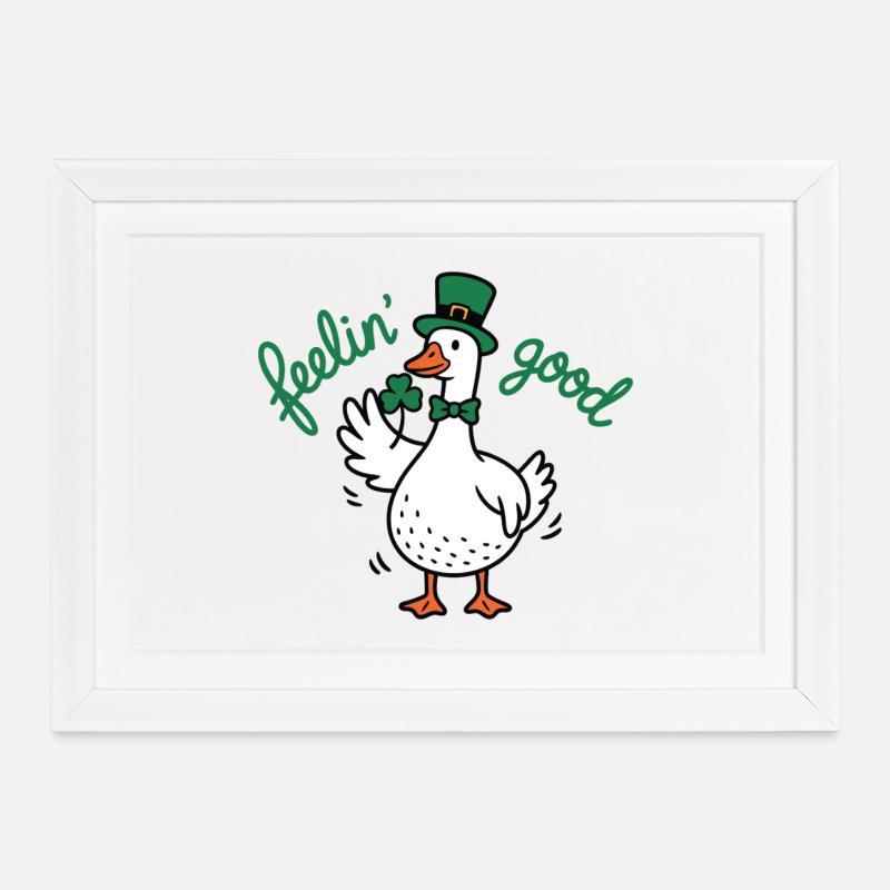 Glücksduck-Leprechaun-Geist - Gerahmtes Poster (37 × 27 cm) - Weiß