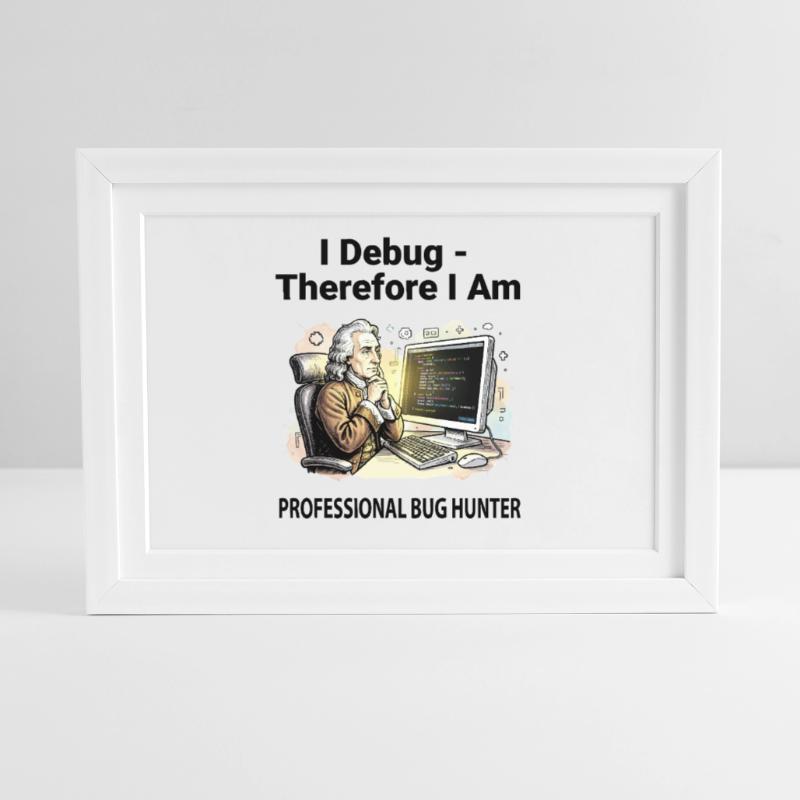 Retro Scholar at Coding Console - light background Framed poster (37 × 27 cm)