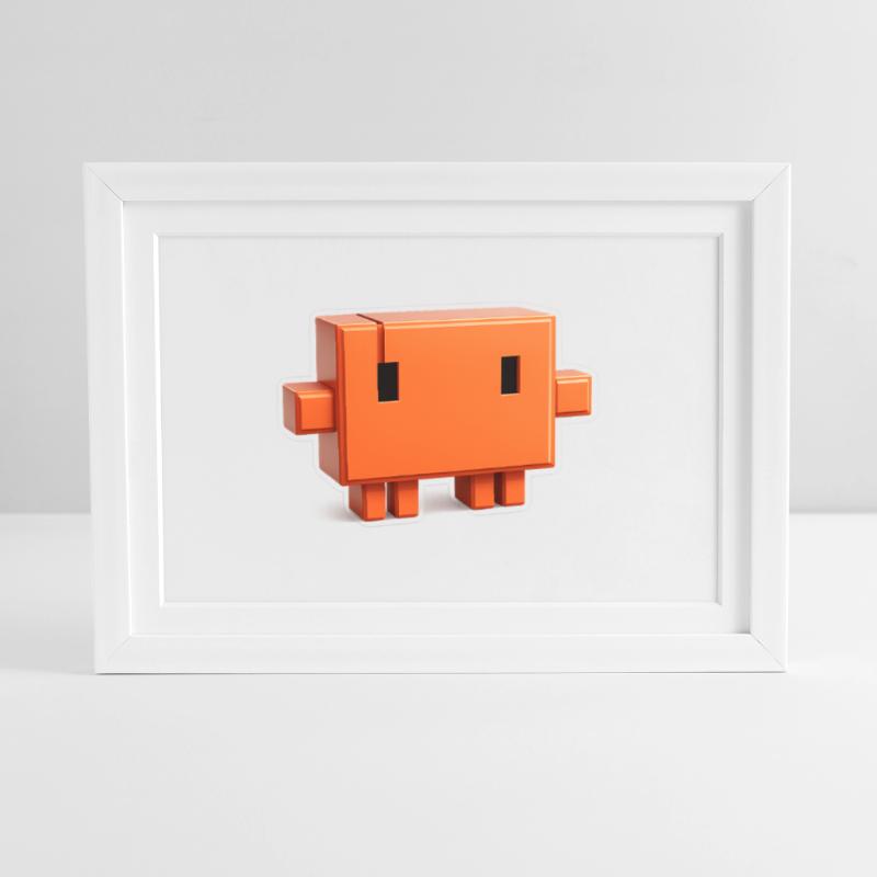 Claude Code Pixel 3D Maskottchen süßer Dev-Aufkleber Gerahmtes Poster (37 × 27 cm)