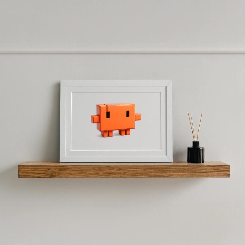 Claude Code Pixel 3D Mascot Cute Dev Sticker Affiche encadrée (37 × 27 cm)