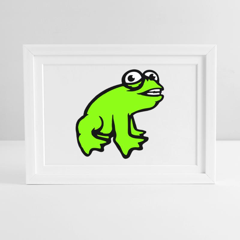 Frog grins cool funny comic crazy toad Framed poster (37 × 27 cm)